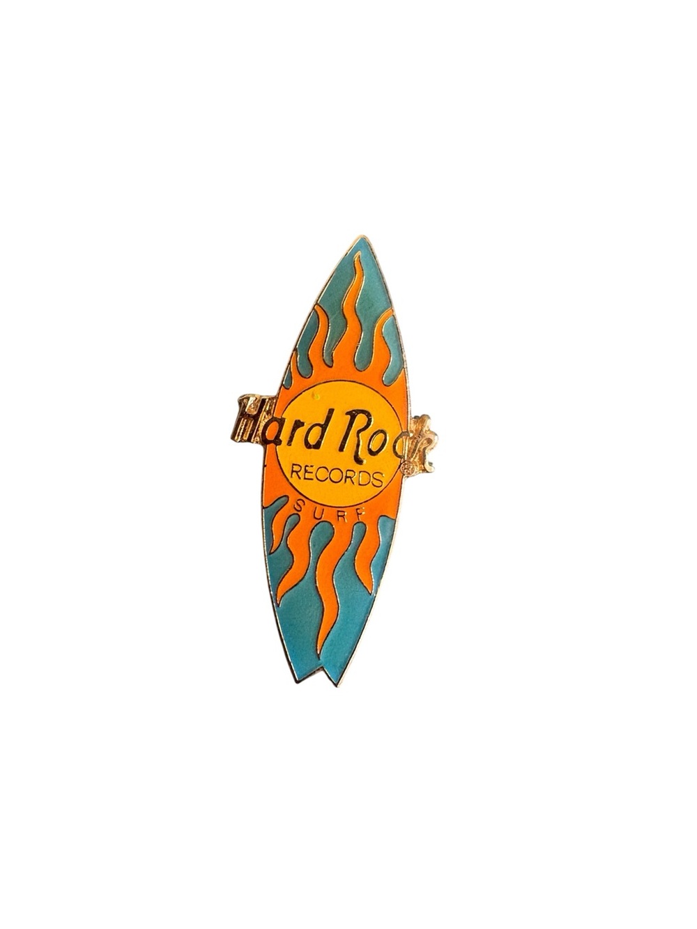 Hard Rock Cafe Orange & Teal Surfboard Enamel Pin